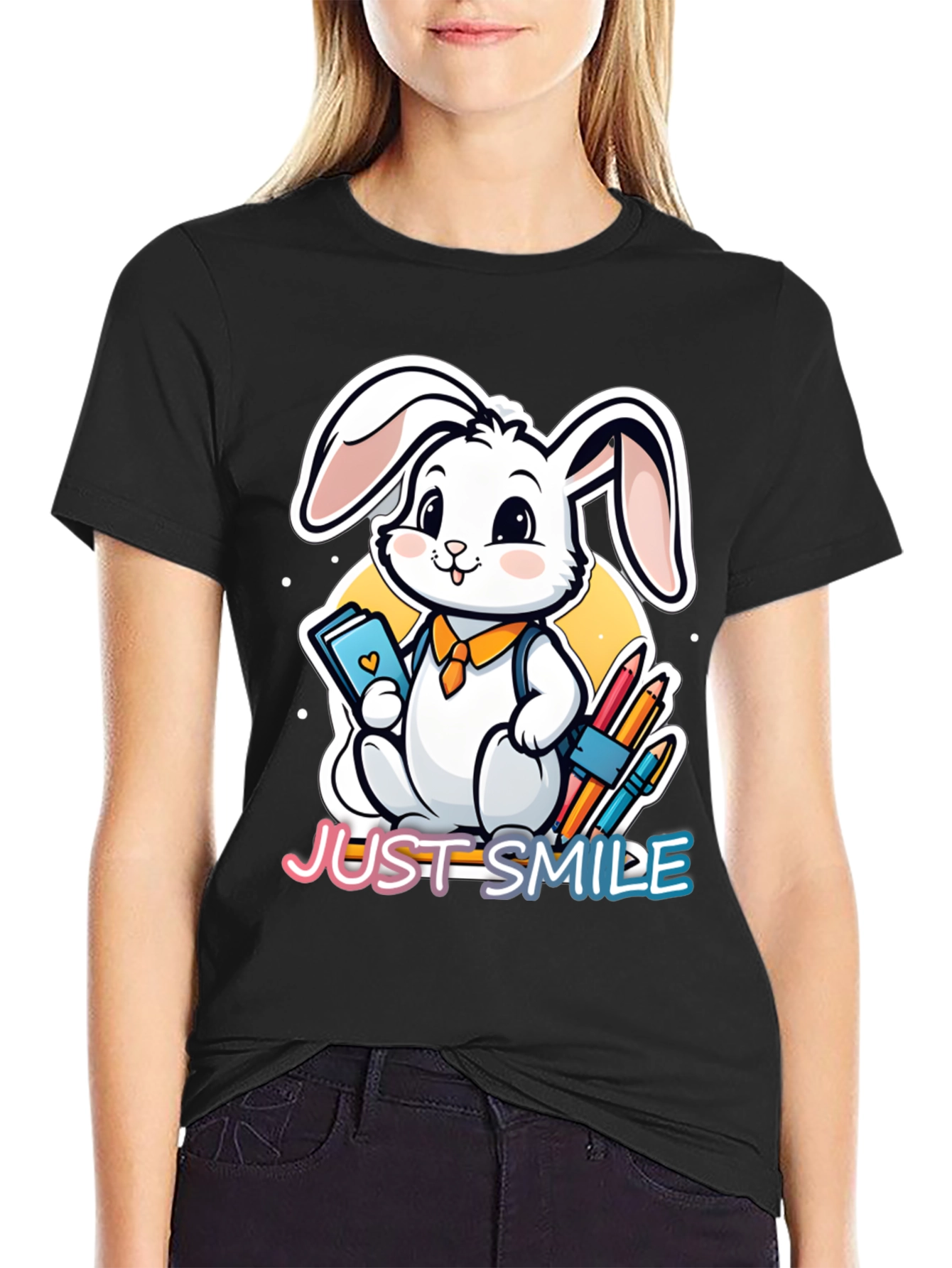 Cute Rabbit Just Smile Graphic T-Shirt