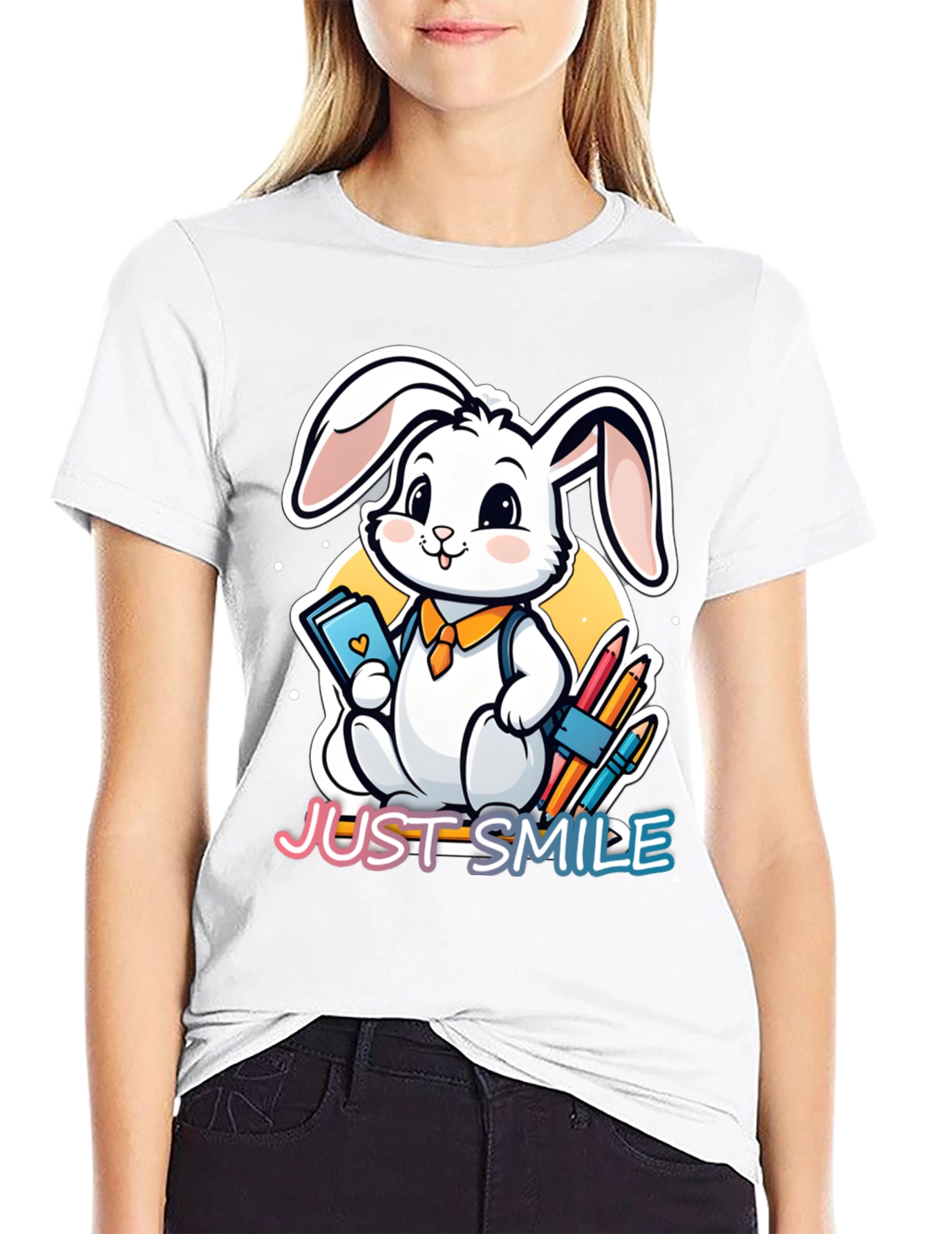 Cute Rabbit Just Smile Graphic T-Shirt