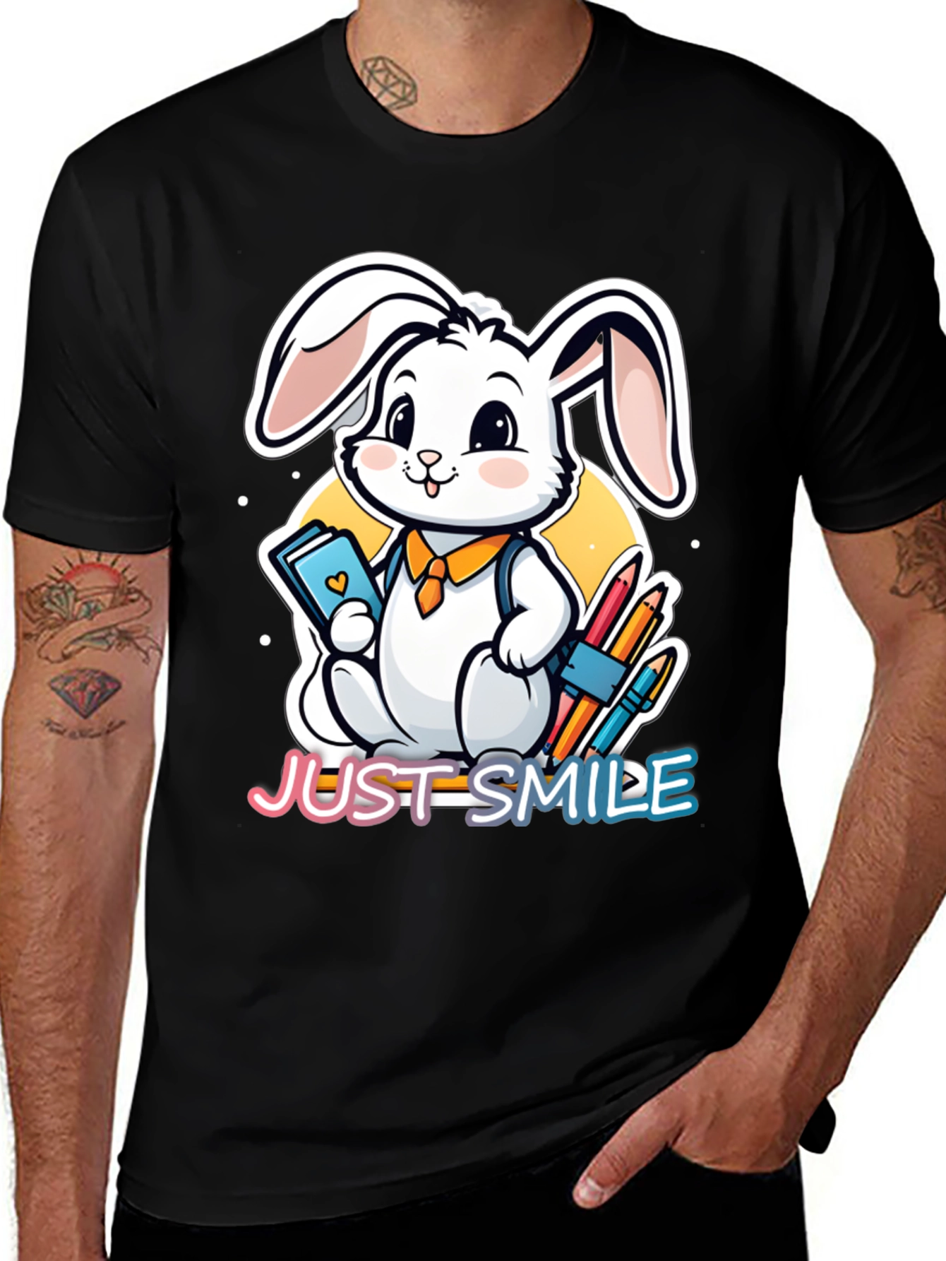 Cute Rabbit Just Smile Graphic T-Shirt