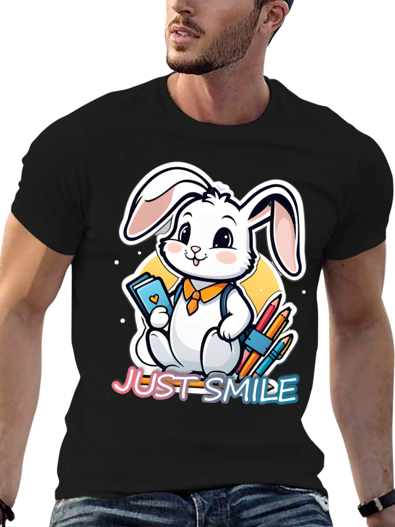 Cute Rabbit Just Smile Graphic T-Shirt