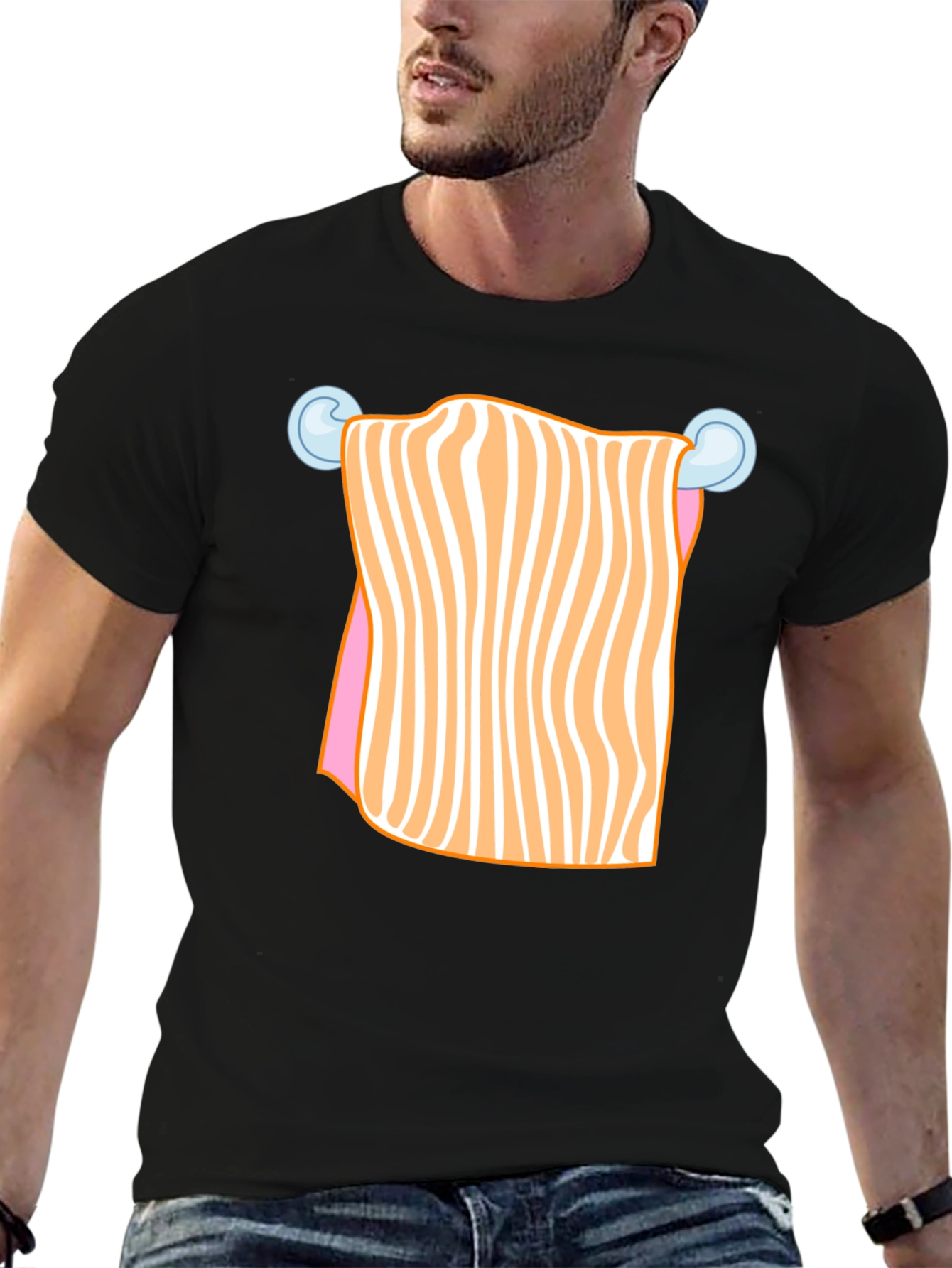 Funny Striped Towel Humor Graphic T-Shirt