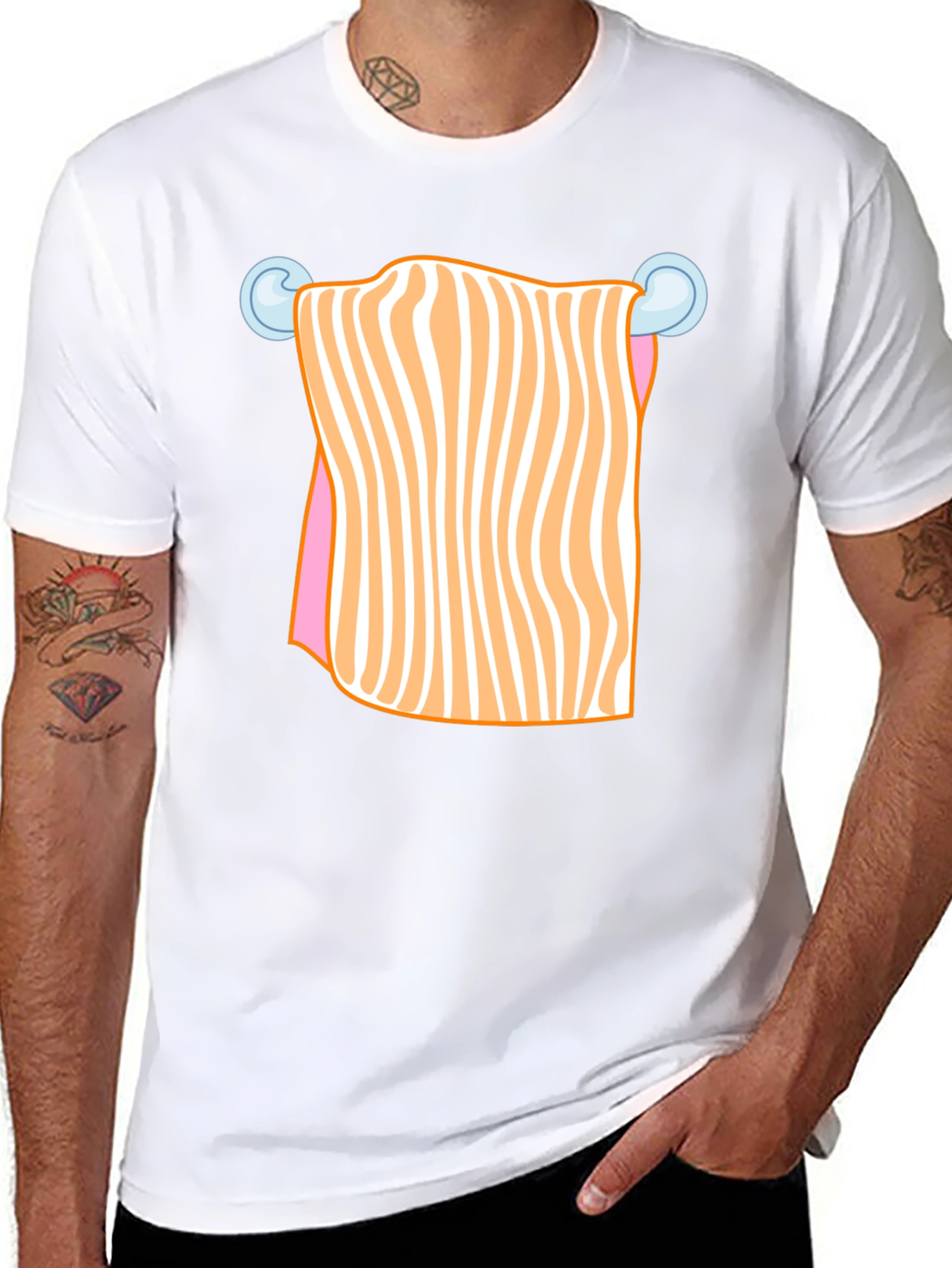 Funny Striped Towel Humor Graphic T-Shirt
