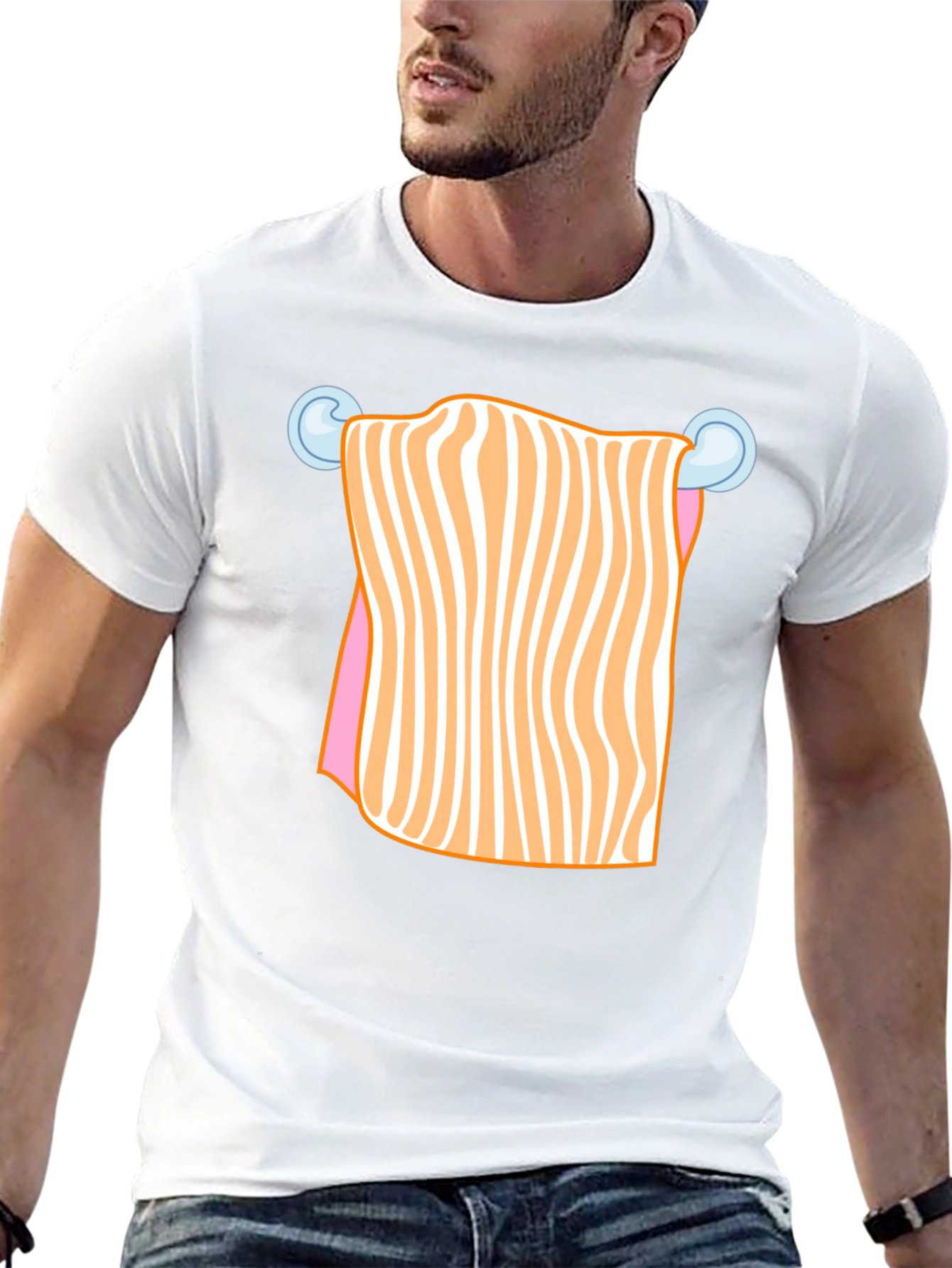 Funny Striped Towel Humor Graphic T-Shirt