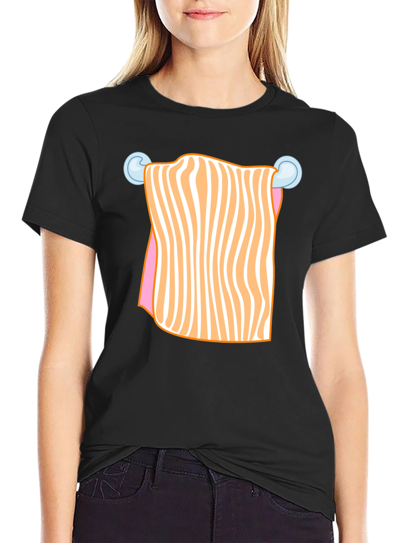 Funny Striped Towel Humor Graphic T-Shirt