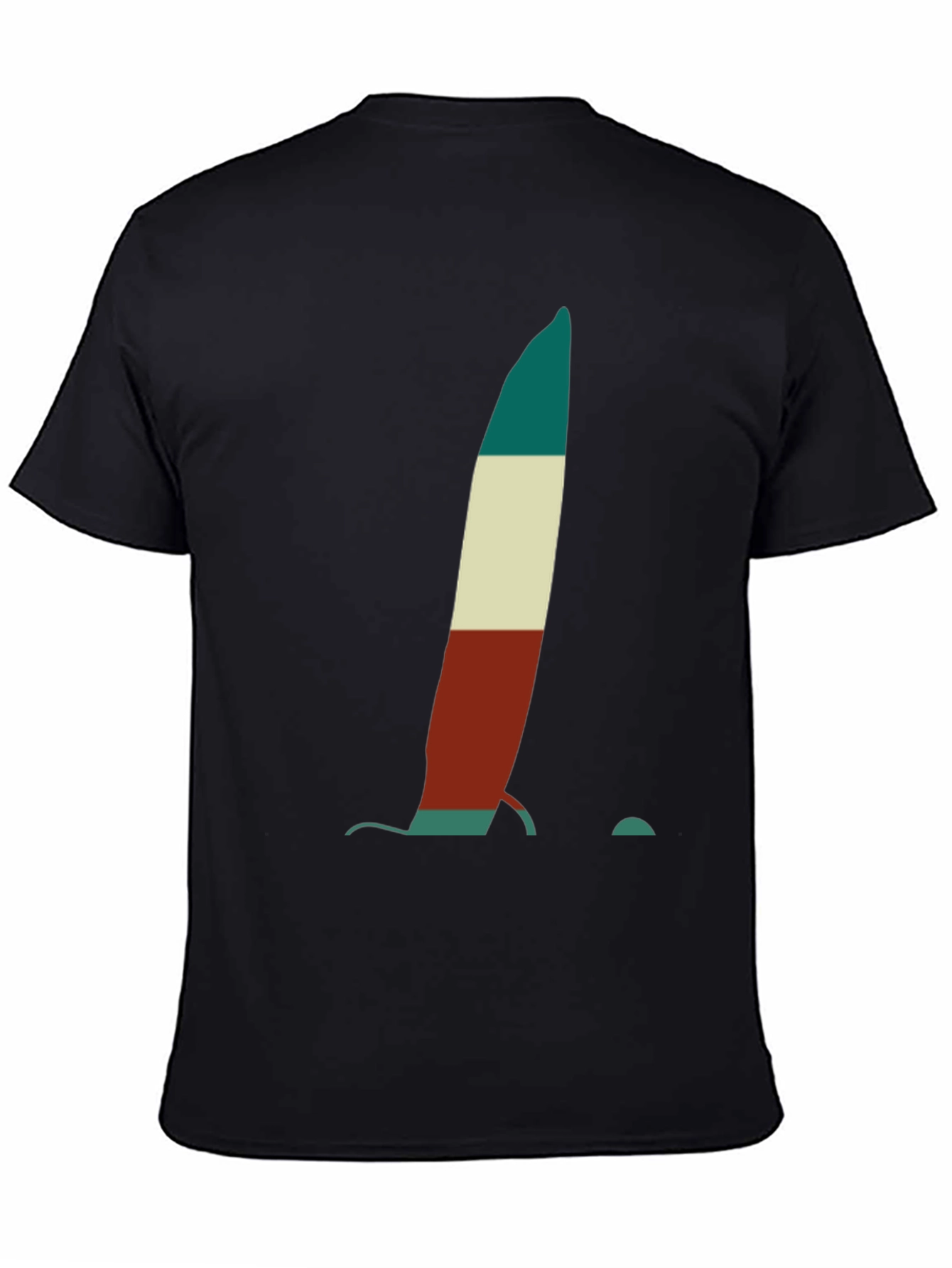 Abstract Sailboat Tee - Black Cotton Graphic T-Shirt