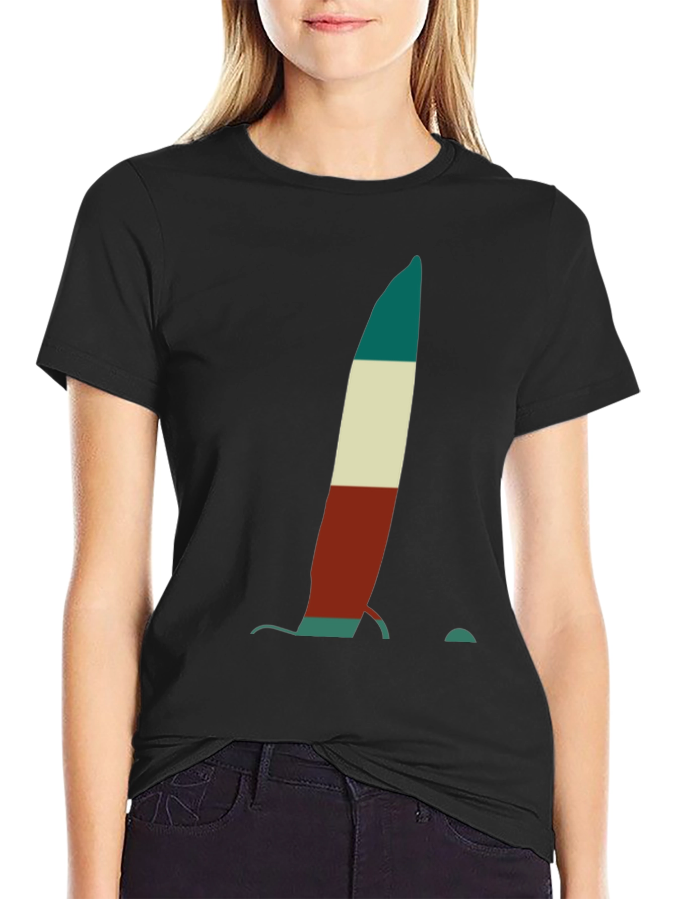 Abstract Sailboat Tee - Black Cotton Graphic T-Shirt