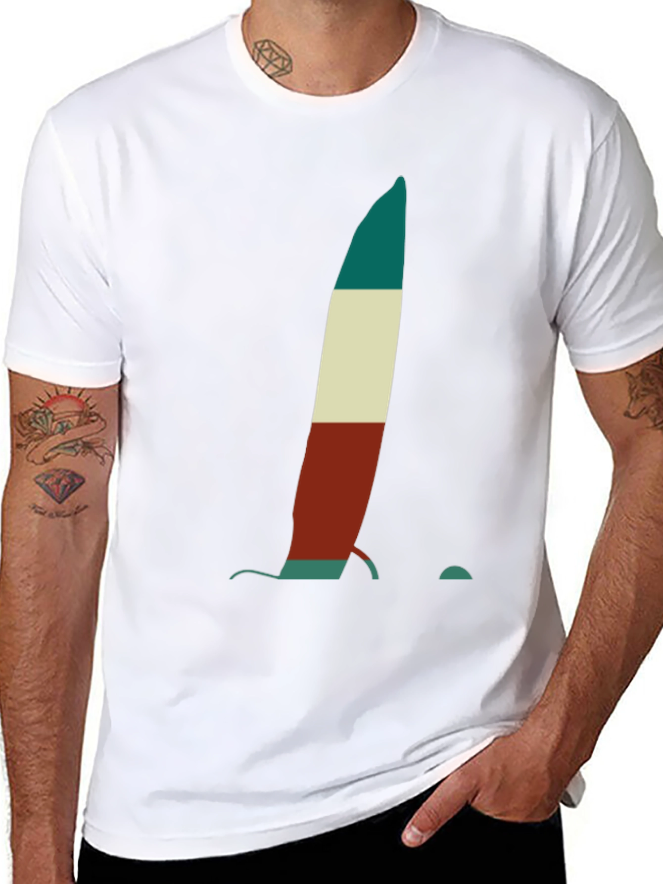 Abstract Sailboat Tee - Black Cotton Graphic T-Shirt