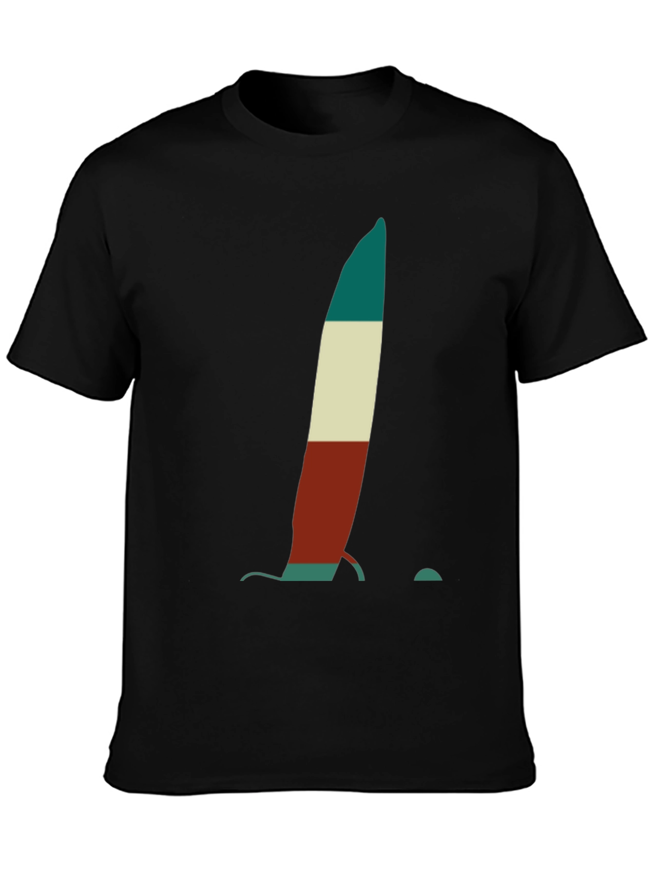 Abstract Sailboat Tee - Black Cotton Graphic T-Shirt
