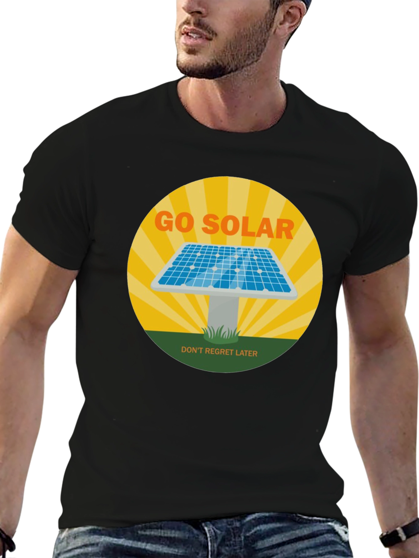 Go Solar T-Shirt - Dont Regret Later! Black Tee