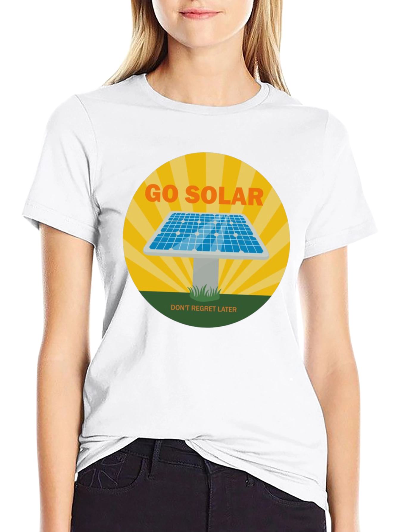 Go Solar T-Shirt - Dont Regret Later! Black Tee
