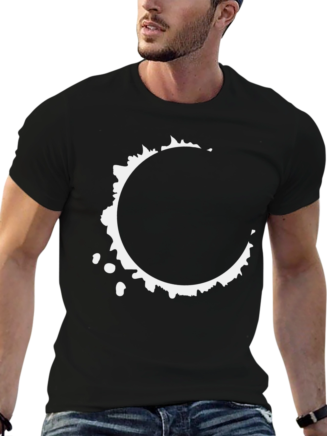 Abstract Circle Graphic Tee - Stylish Black T-Shirt