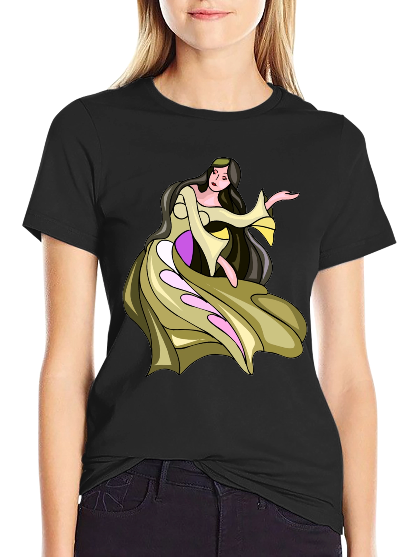 Fantasy Woman Graphic Tee - Stylish Black T-Shirt
