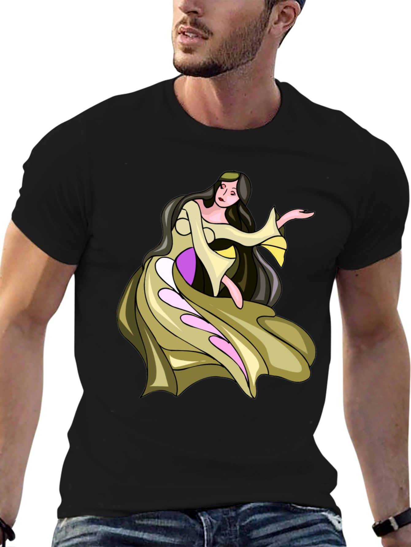 Fantasy Woman Graphic Tee - Stylish Black T-Shirt