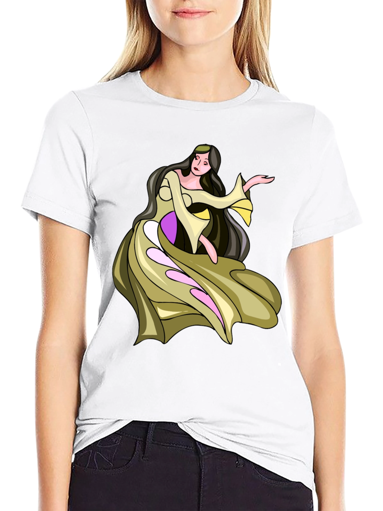 Fantasy Woman Graphic Tee - Stylish Black T-Shirt