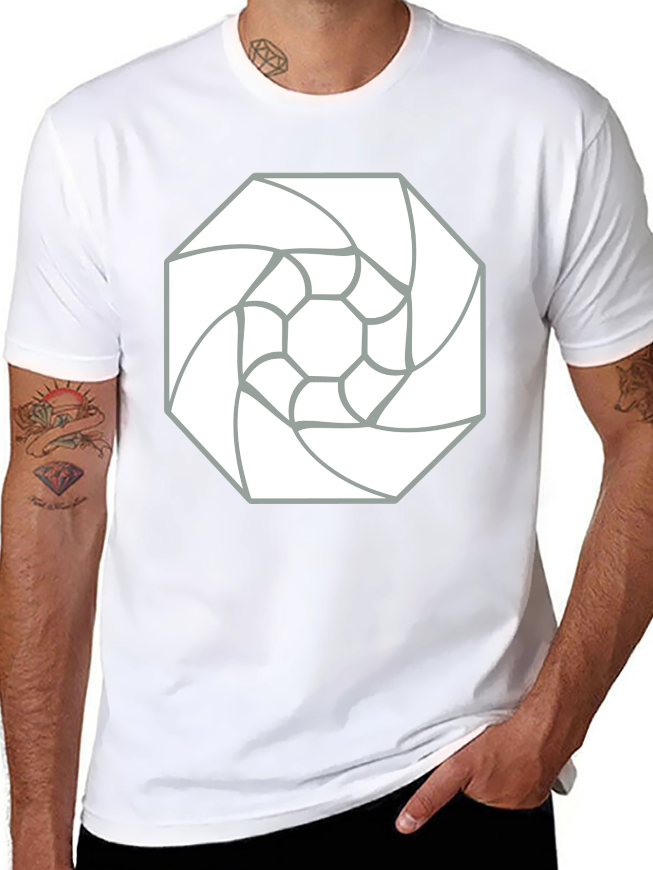 Abstract Geometric Tee - Black Cotton Graphic T-Shirt