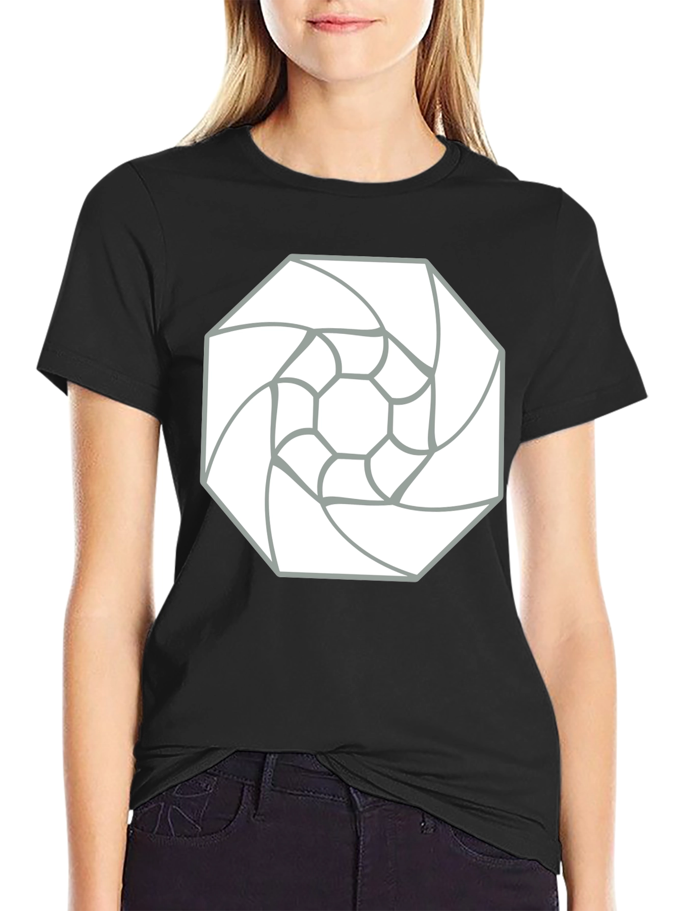 Abstract Geometric Tee - Black Cotton Graphic T-Shirt