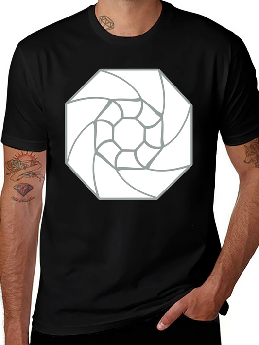Abstract Geometric Tee - Black Cotton Graphic T-Shirt