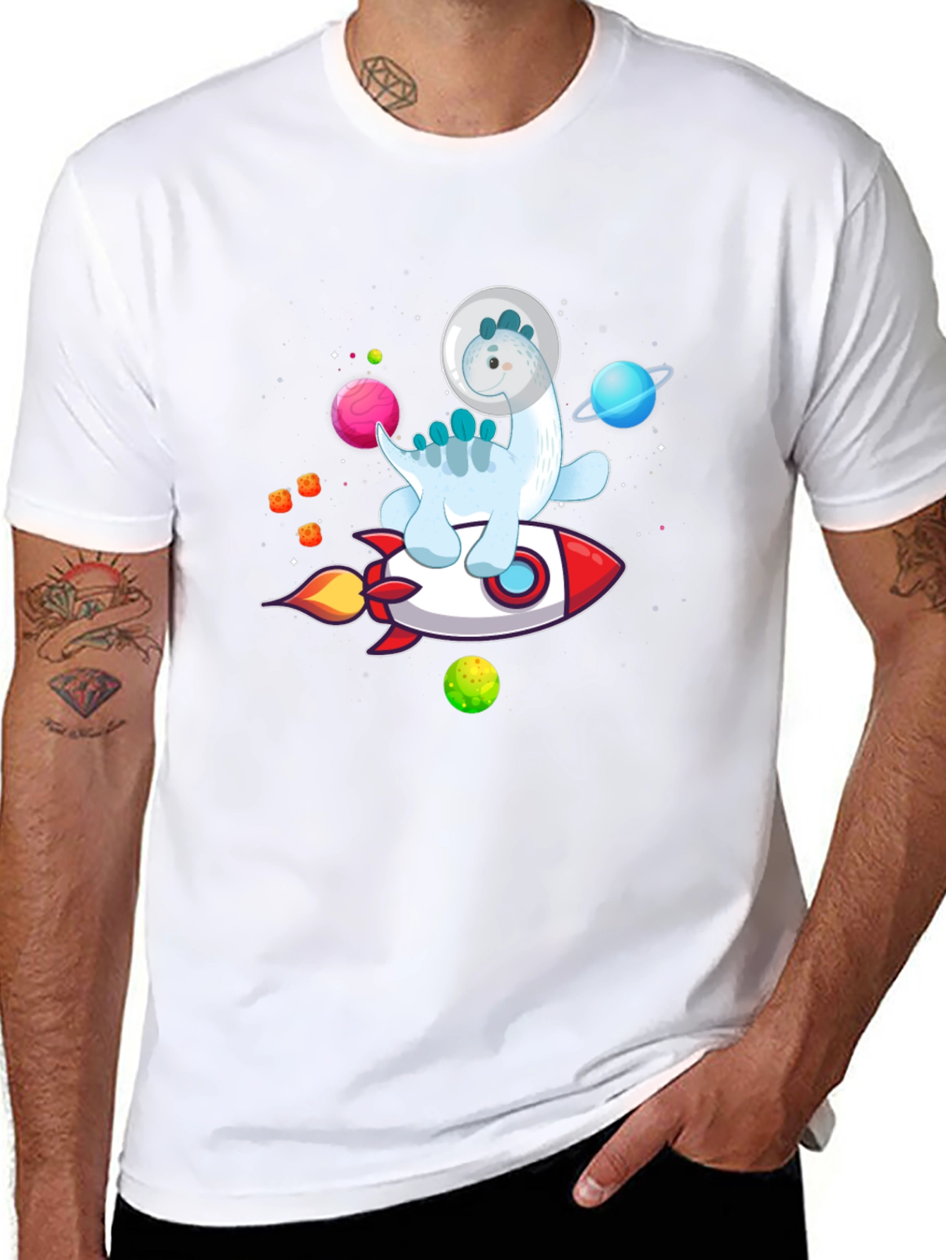 Astronaut Dinosaur Rocket T-Shirt