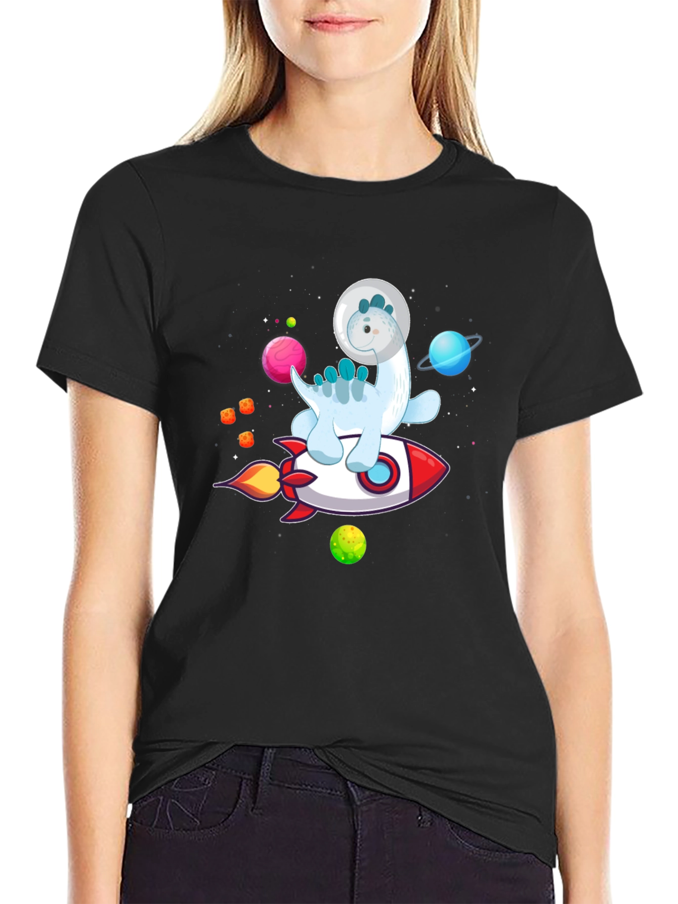 Astronaut Dinosaur Rocket T-Shirt