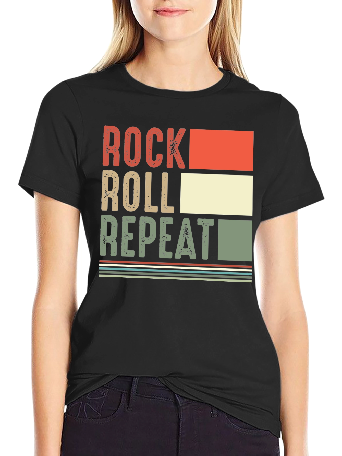 Rock Roll Repeat Retro T-Shirt