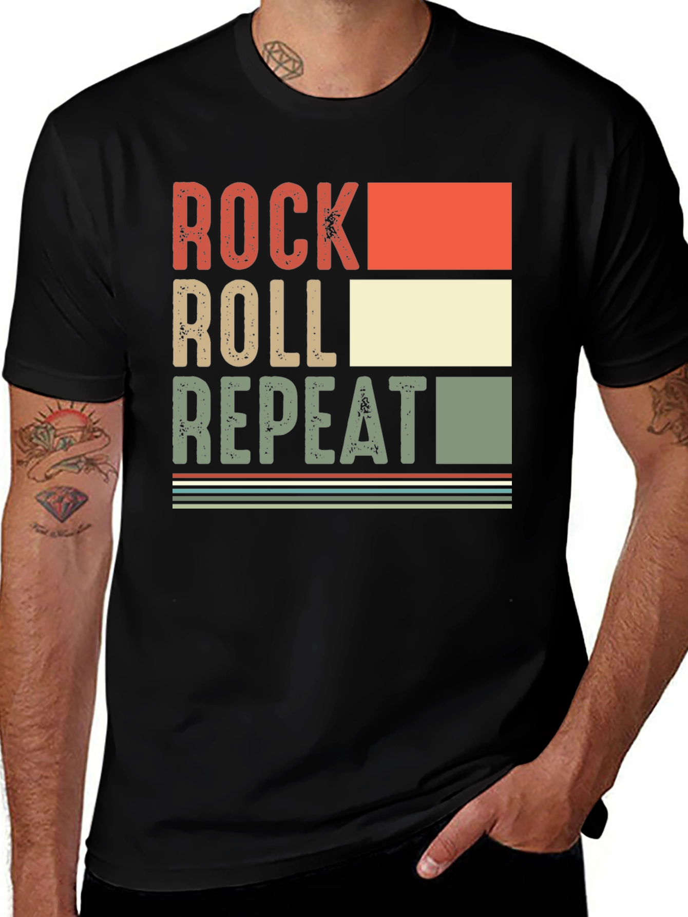 Rock Roll Repeat Retro T-Shirt