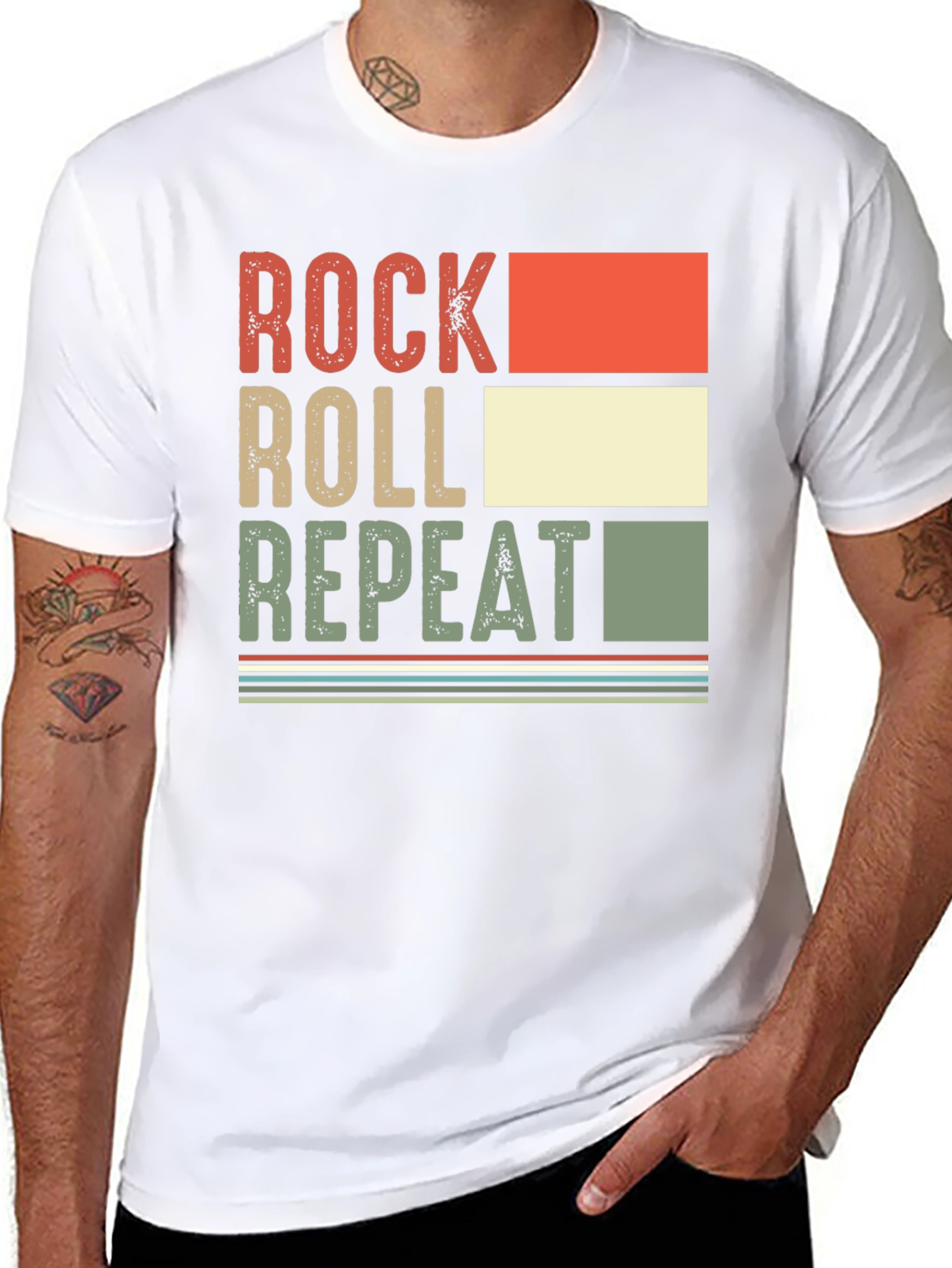 Rock Roll Repeat Retro T-Shirt