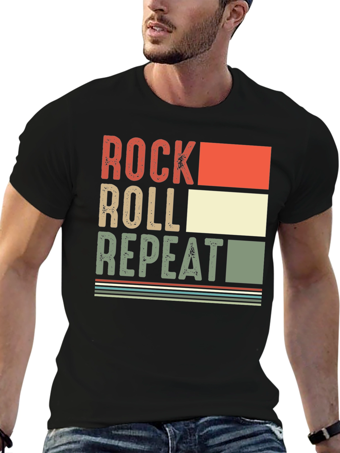 Rock Roll Repeat Retro T-Shirt