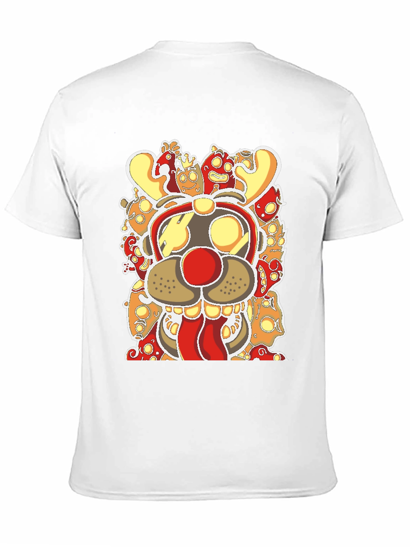 Cartoon Reindeer Graphic Tee - Black Cotton Blend