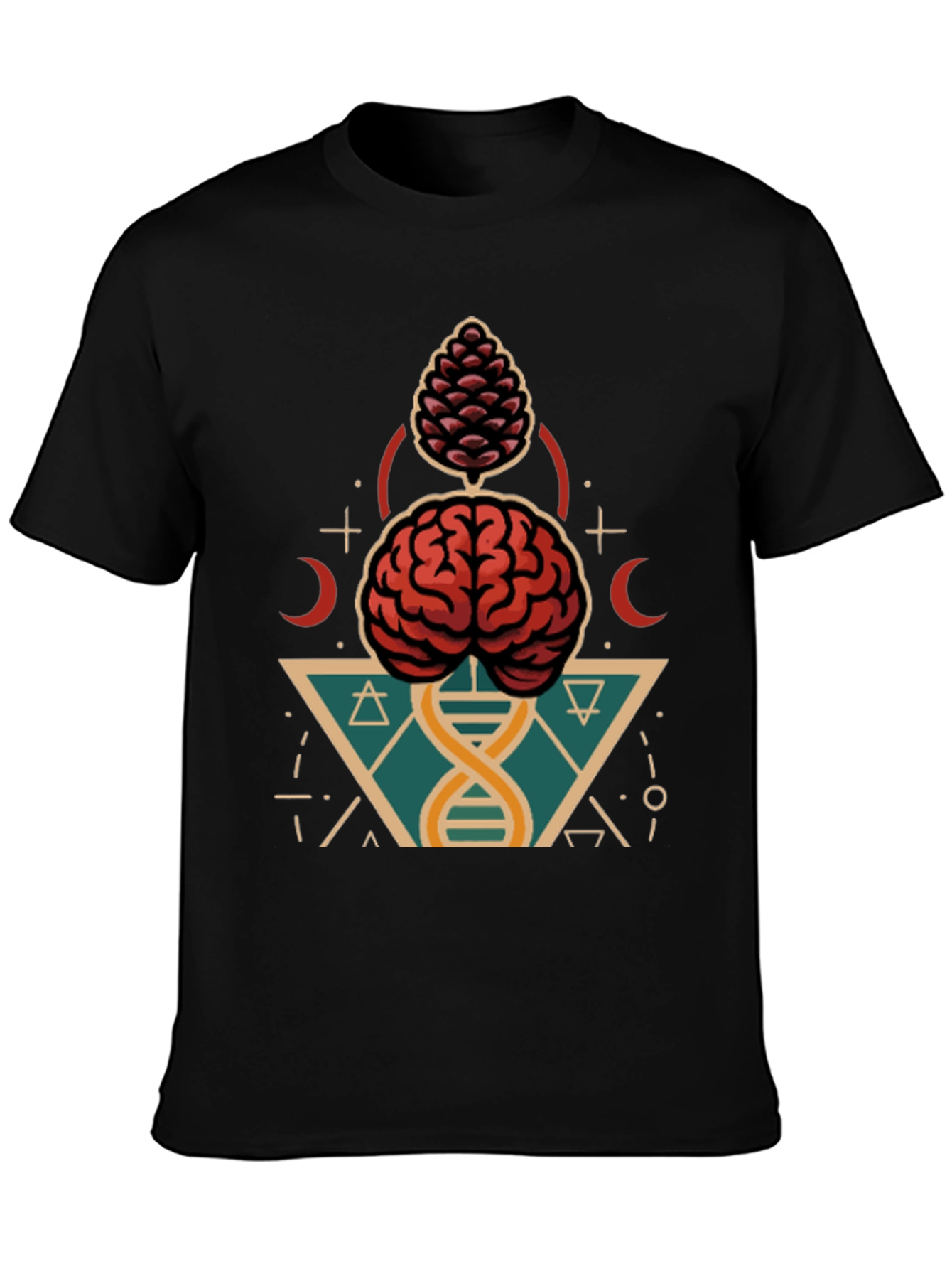 Brain & Pine Cone DNA Graphic Tee - Black