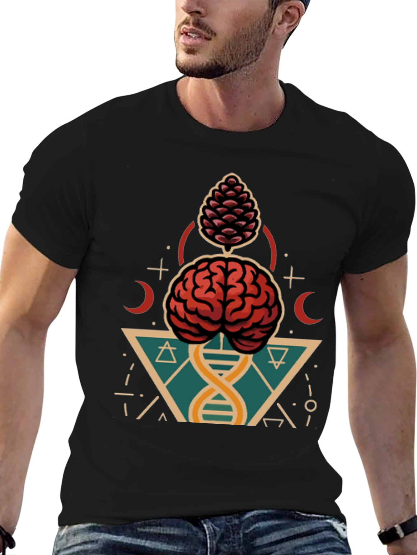 Brain & Pine Cone DNA Graphic Tee - Black