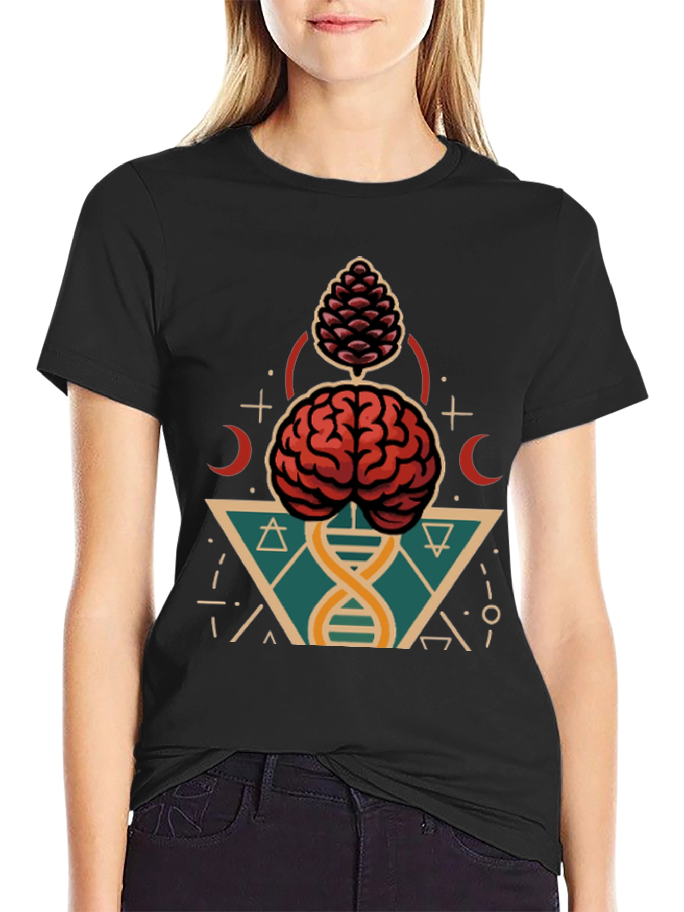 Brain & Pine Cone DNA Graphic Tee - Black