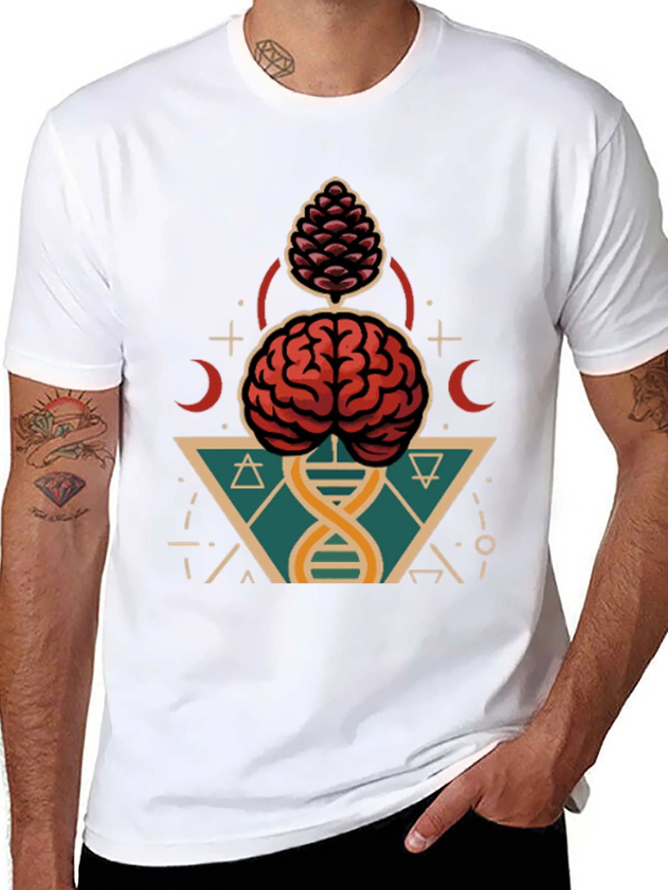 Brain & Pine Cone DNA Graphic Tee - Black