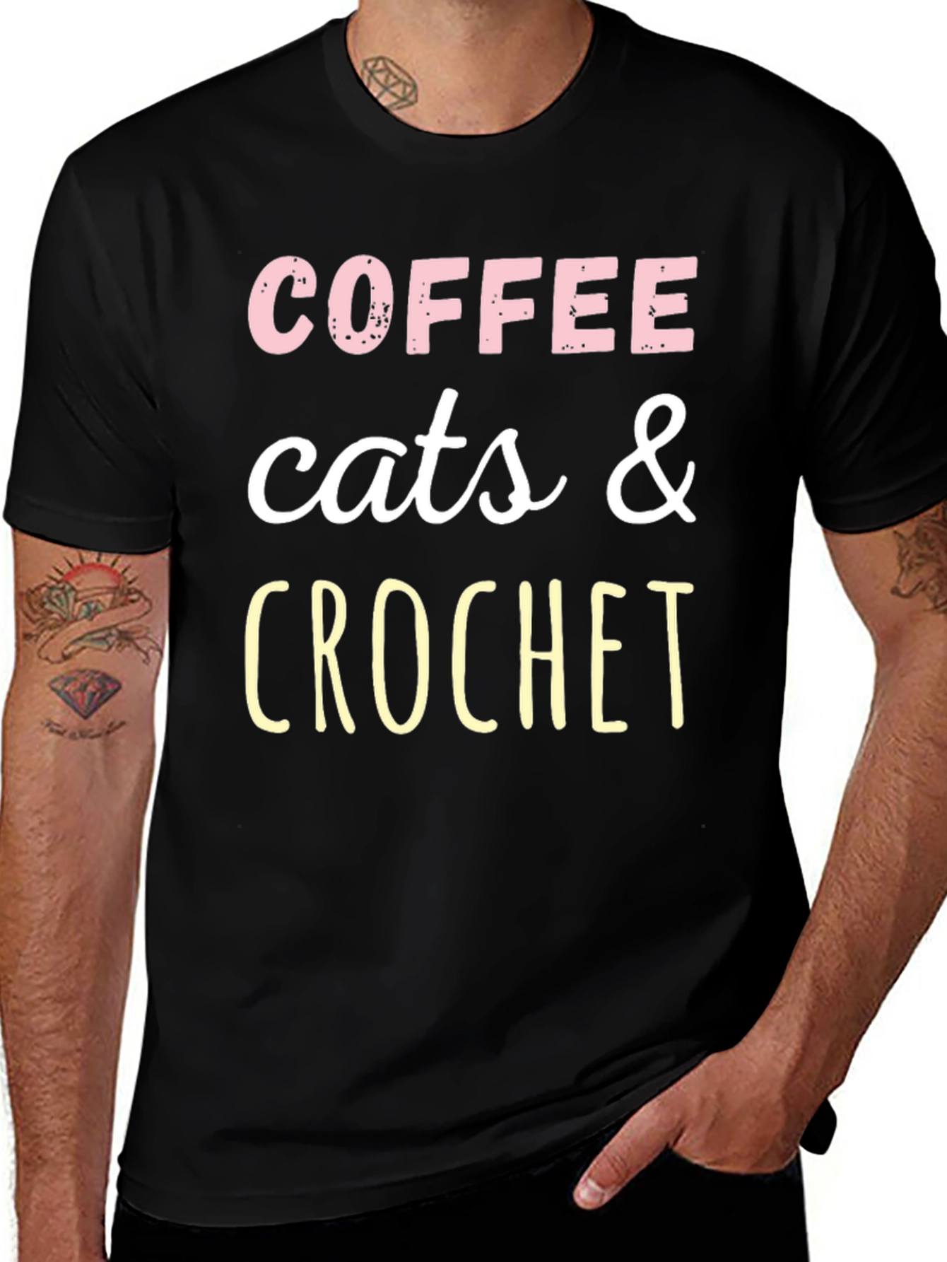 Coffee Cats & Crochet T-Shirt - Fun Graphic Tee