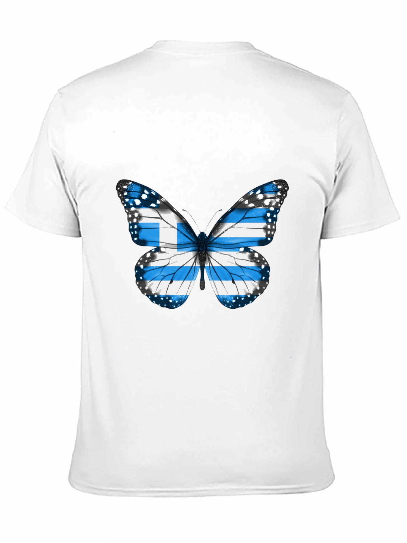 Greece Flag Butterfly Black T-Shirt