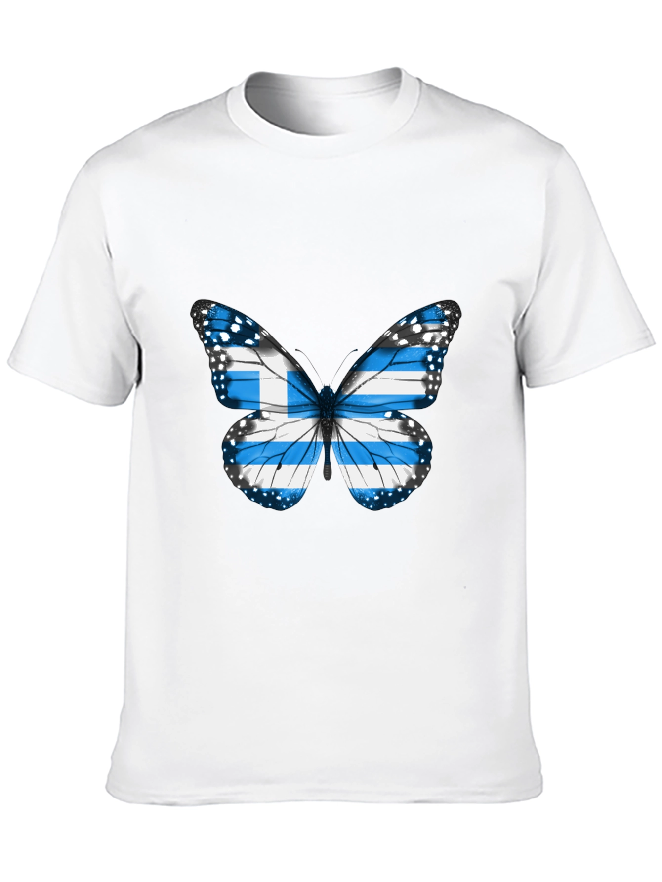 Greece Flag Butterfly Black T-Shirt