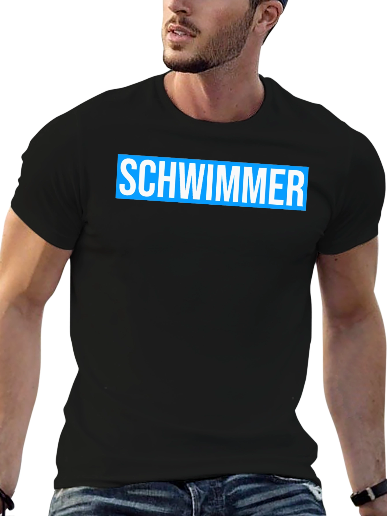 Schwimmer Graphic Tee - Black Cotton T-Shirt
