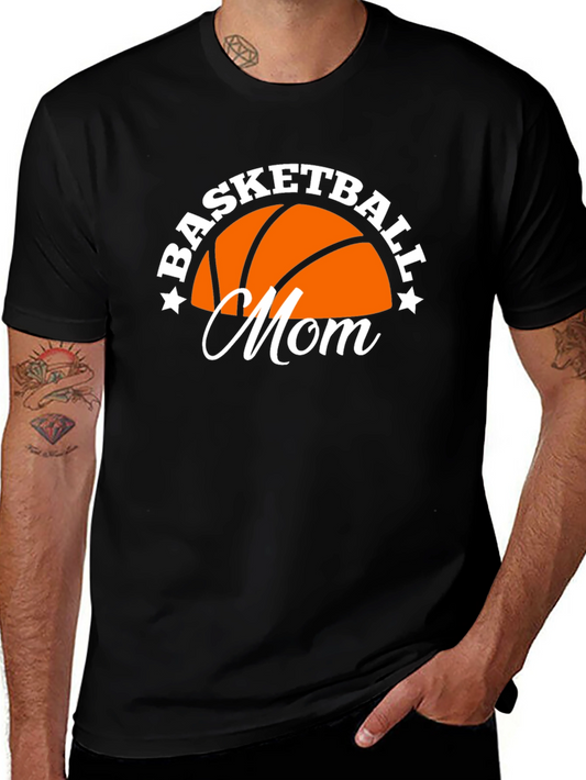 Basketball Mom Graphic Tee - Black Cotton Blend Shirt