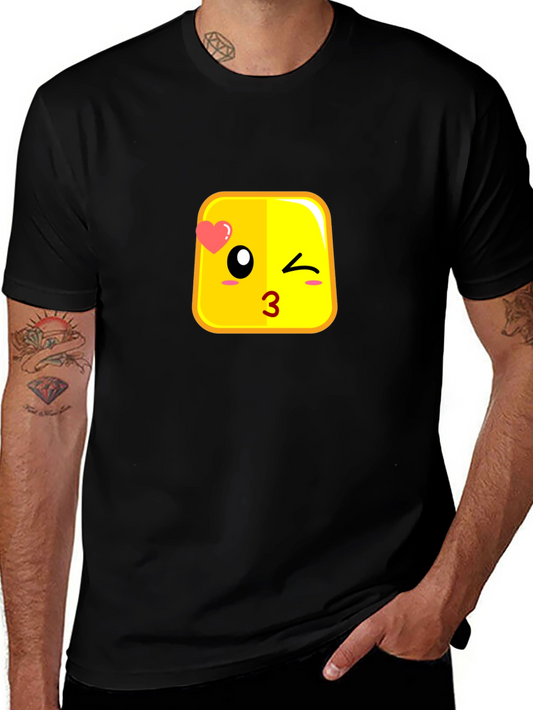 Emoji Kiss Face Black T-Shirt