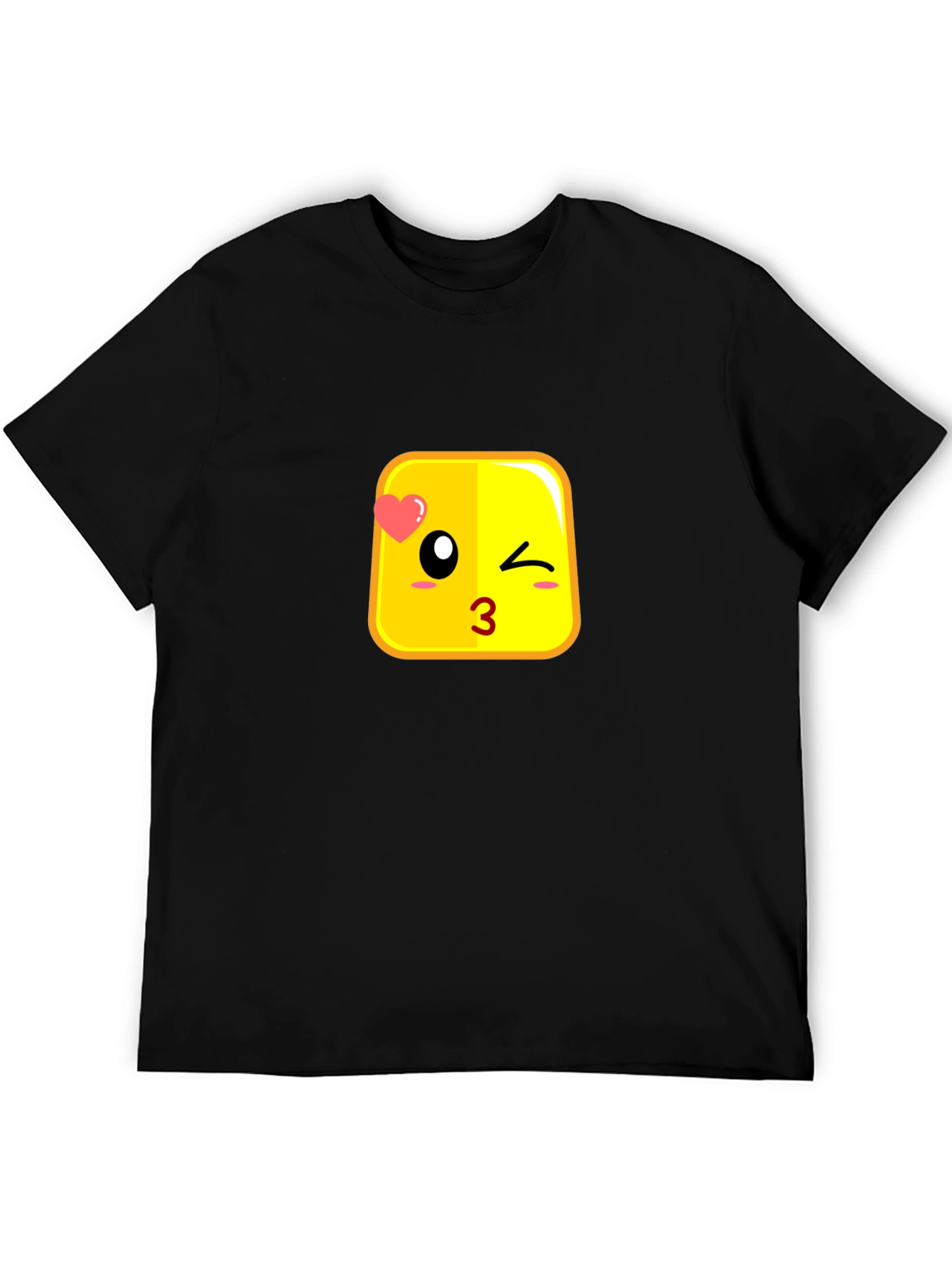 Emoji Kiss Face Black T-Shirt