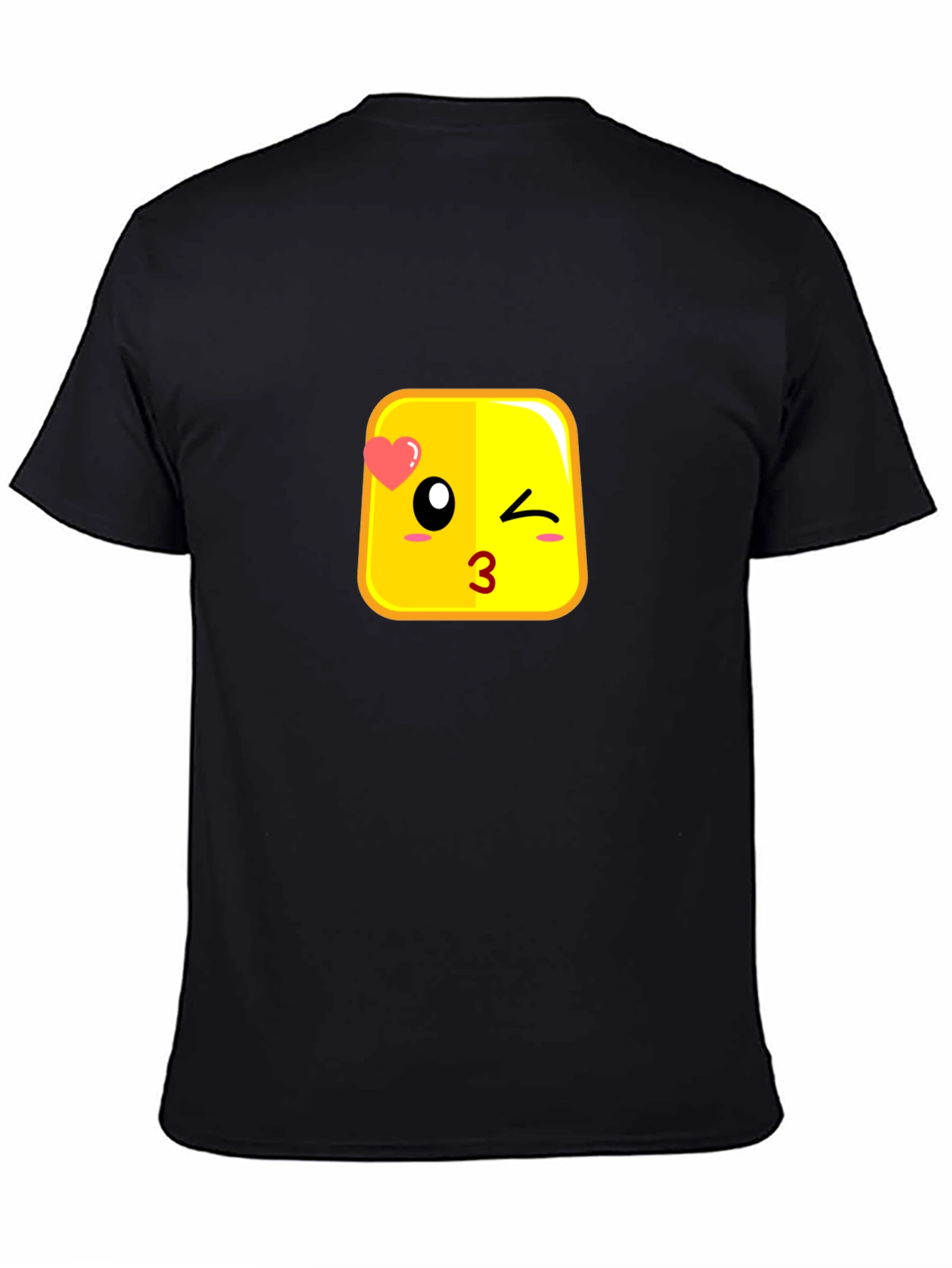 Emoji Kiss Face Black T-Shirt