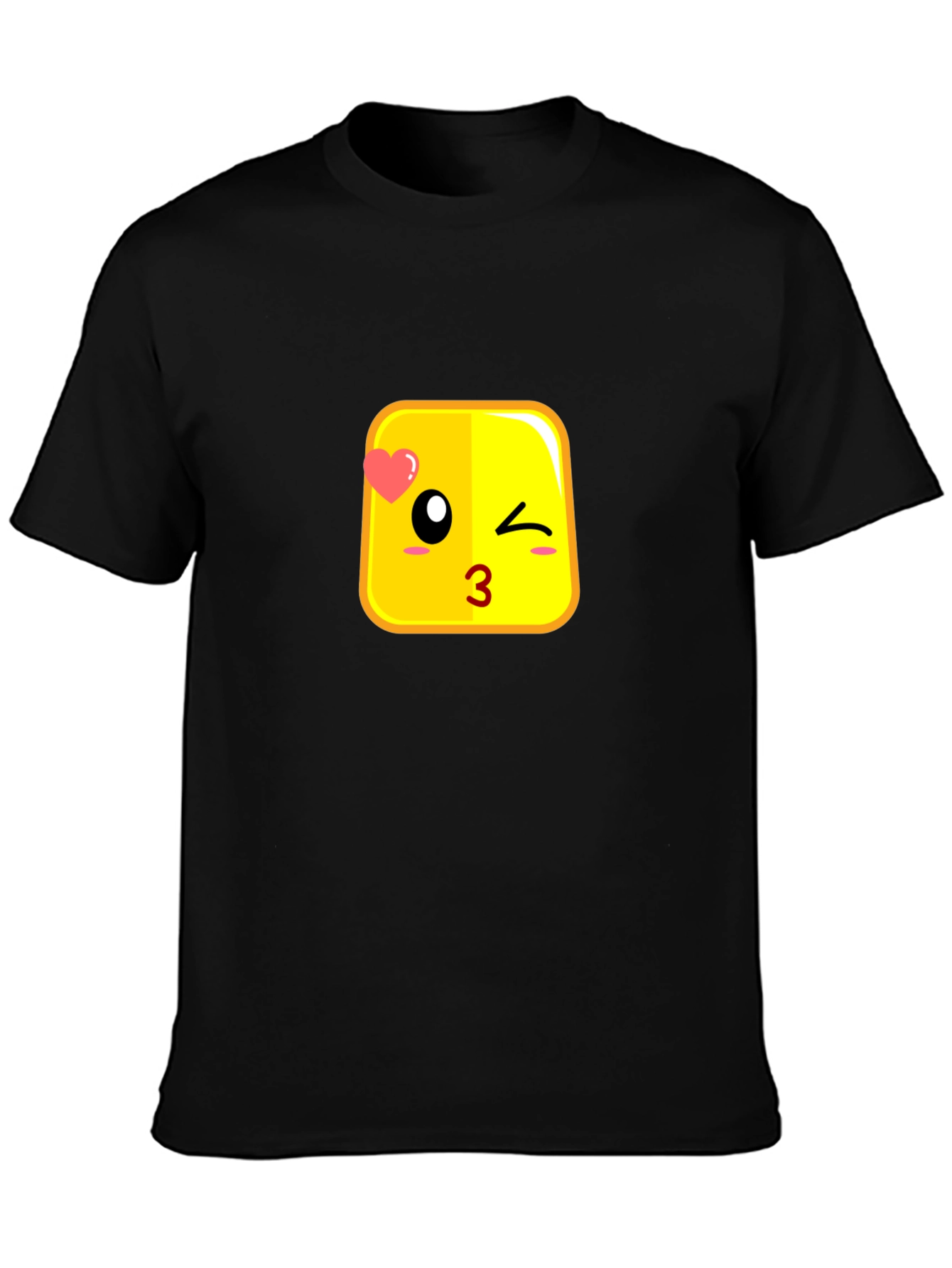 Emoji Kiss Face Black T-Shirt