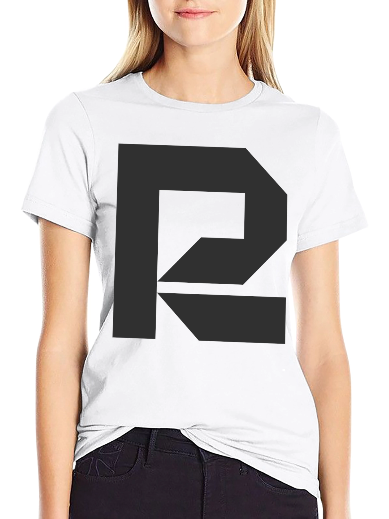 Minimalist Geometric P T-Shirt - Black