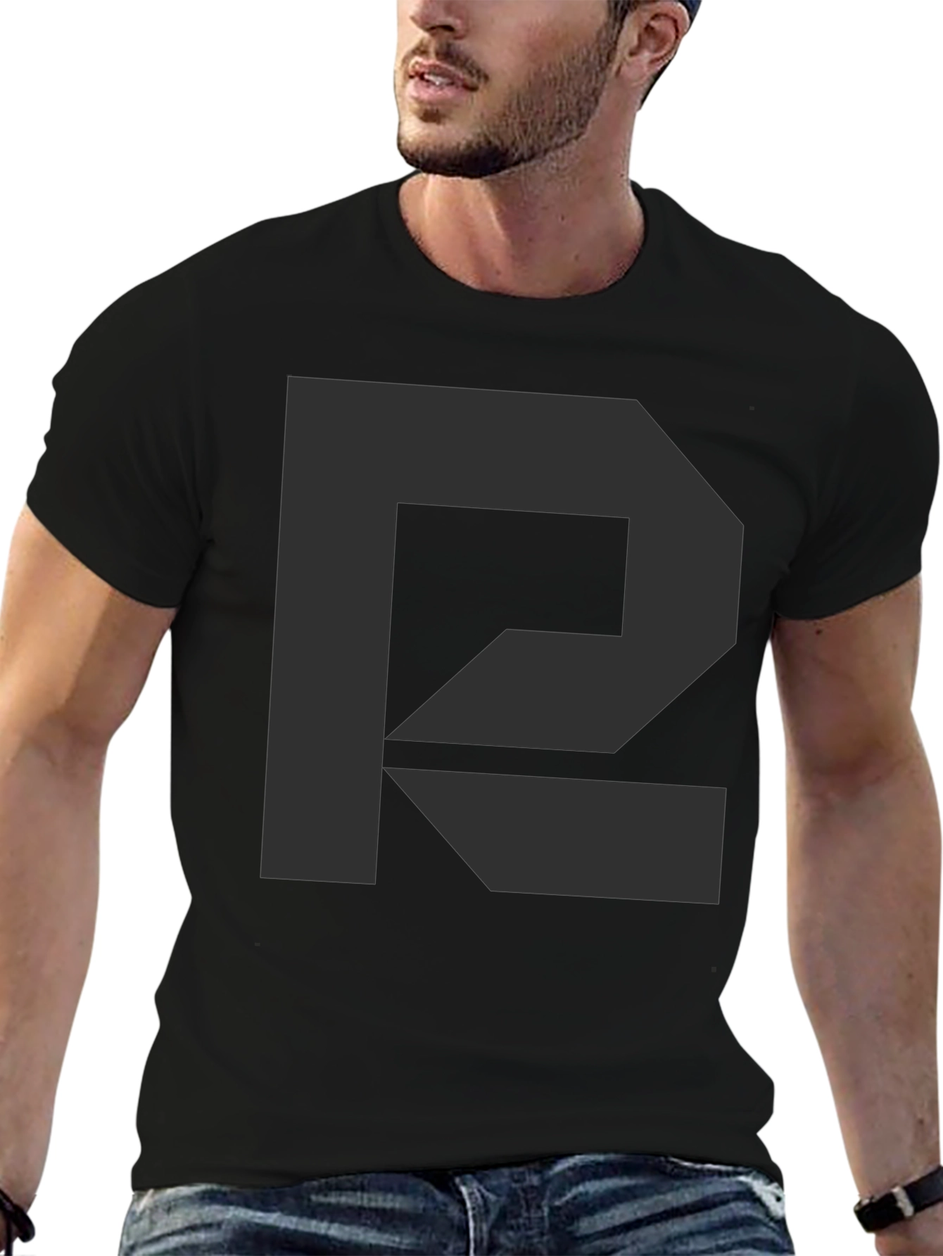 Minimalist Geometric P T-Shirt - Black