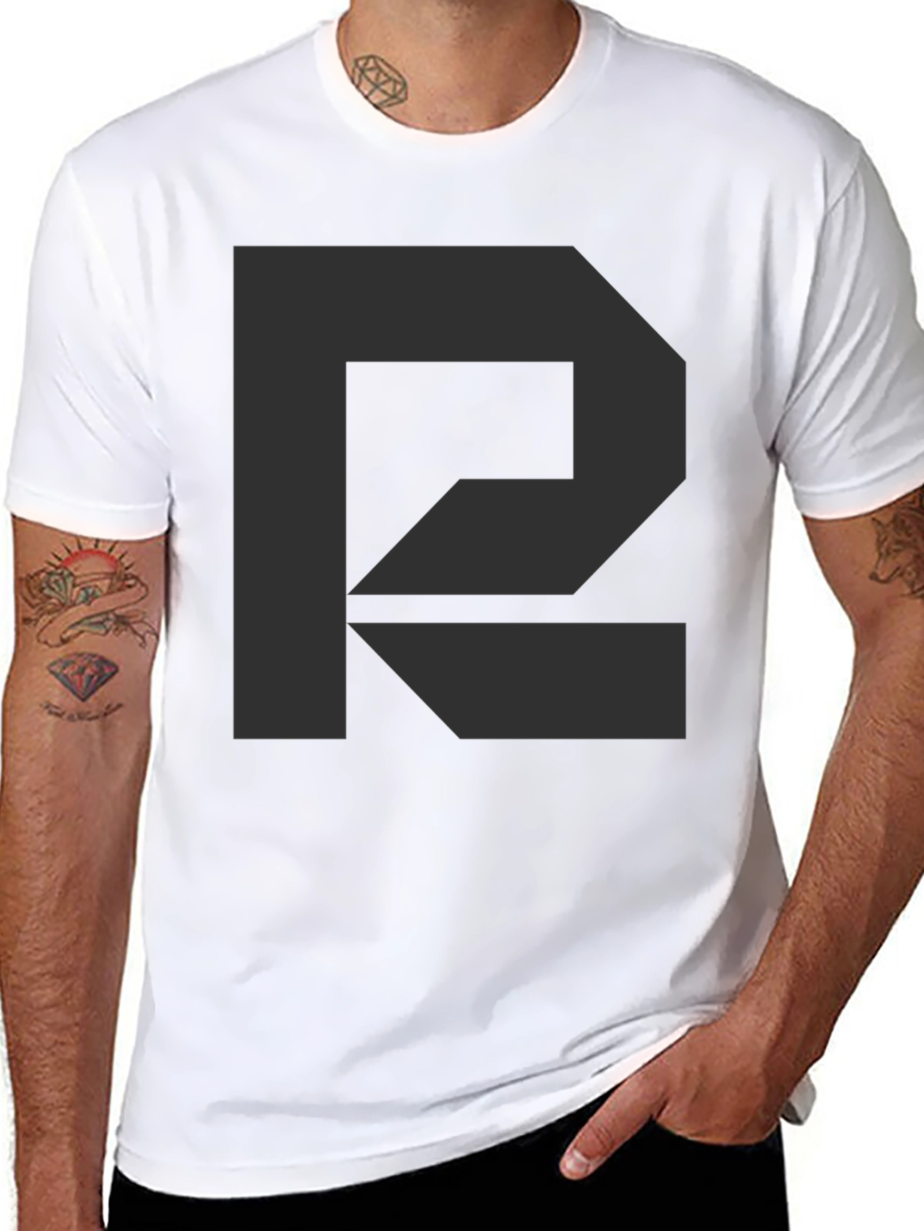 Minimalist Geometric P T-Shirt - Black