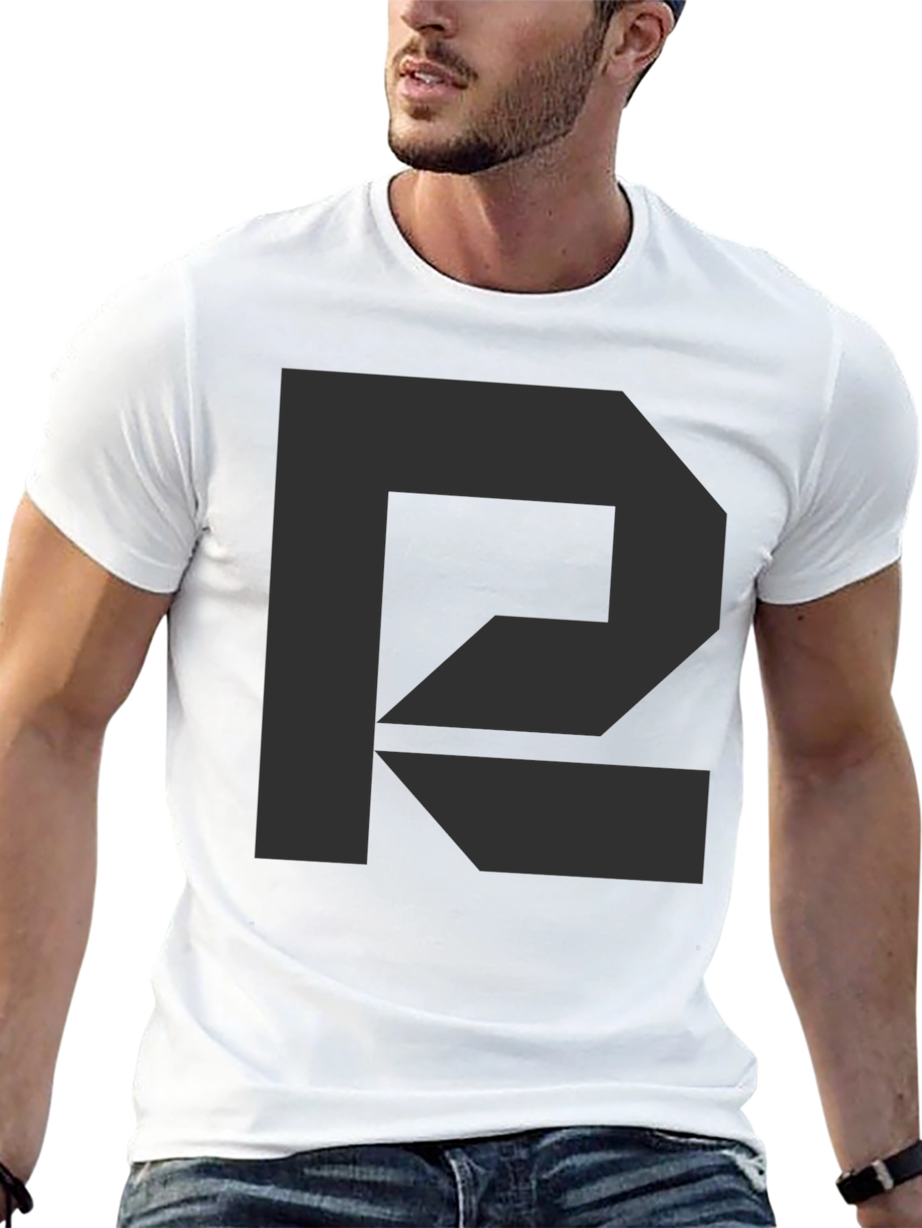 Minimalist Geometric P T-Shirt - Black