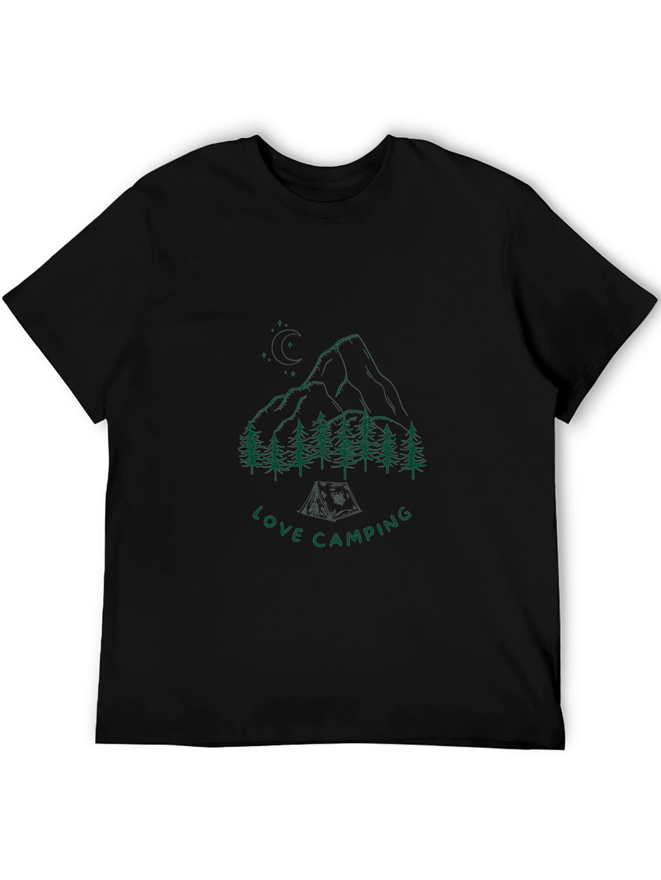 Love Camping Graphic Tee - Black Cotton Comfort