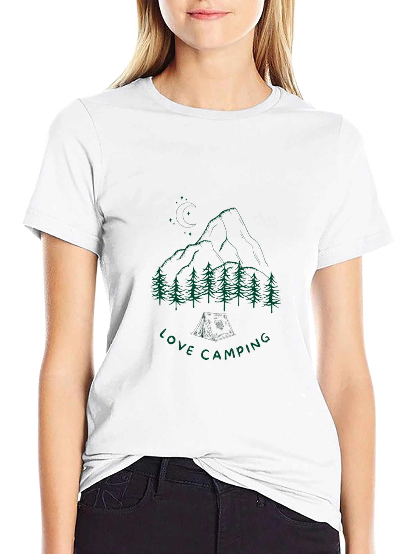 Love Camping Graphic Tee - Black Cotton Comfort