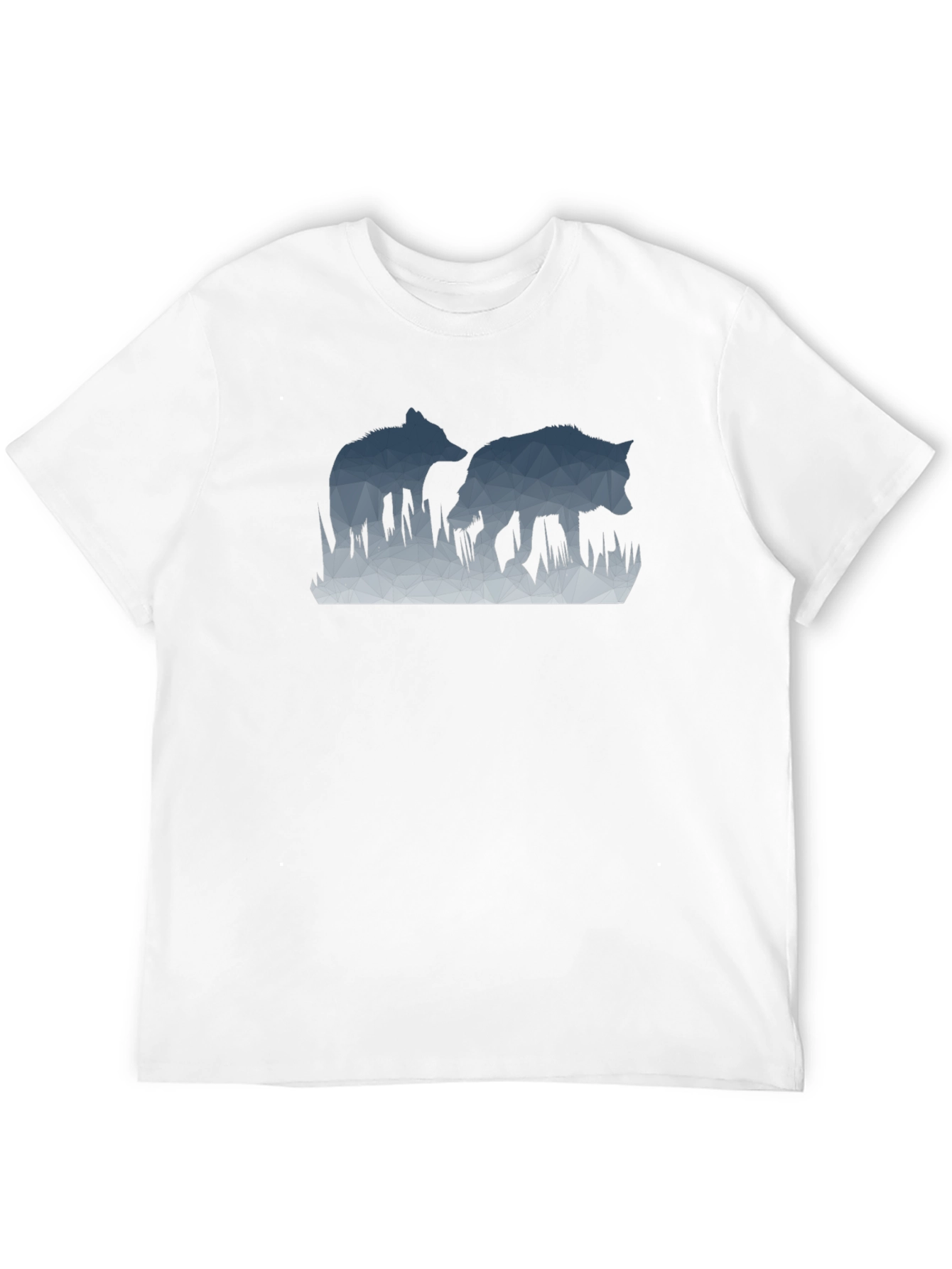 Geometric Wolves Graphic Black T-Shirt