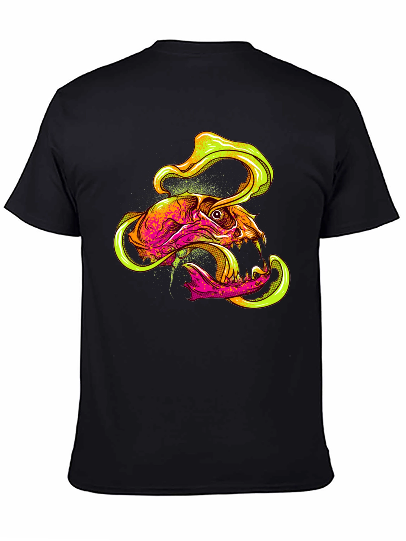 Skull Graphic Print T-Shirt - Vivid Neon Design