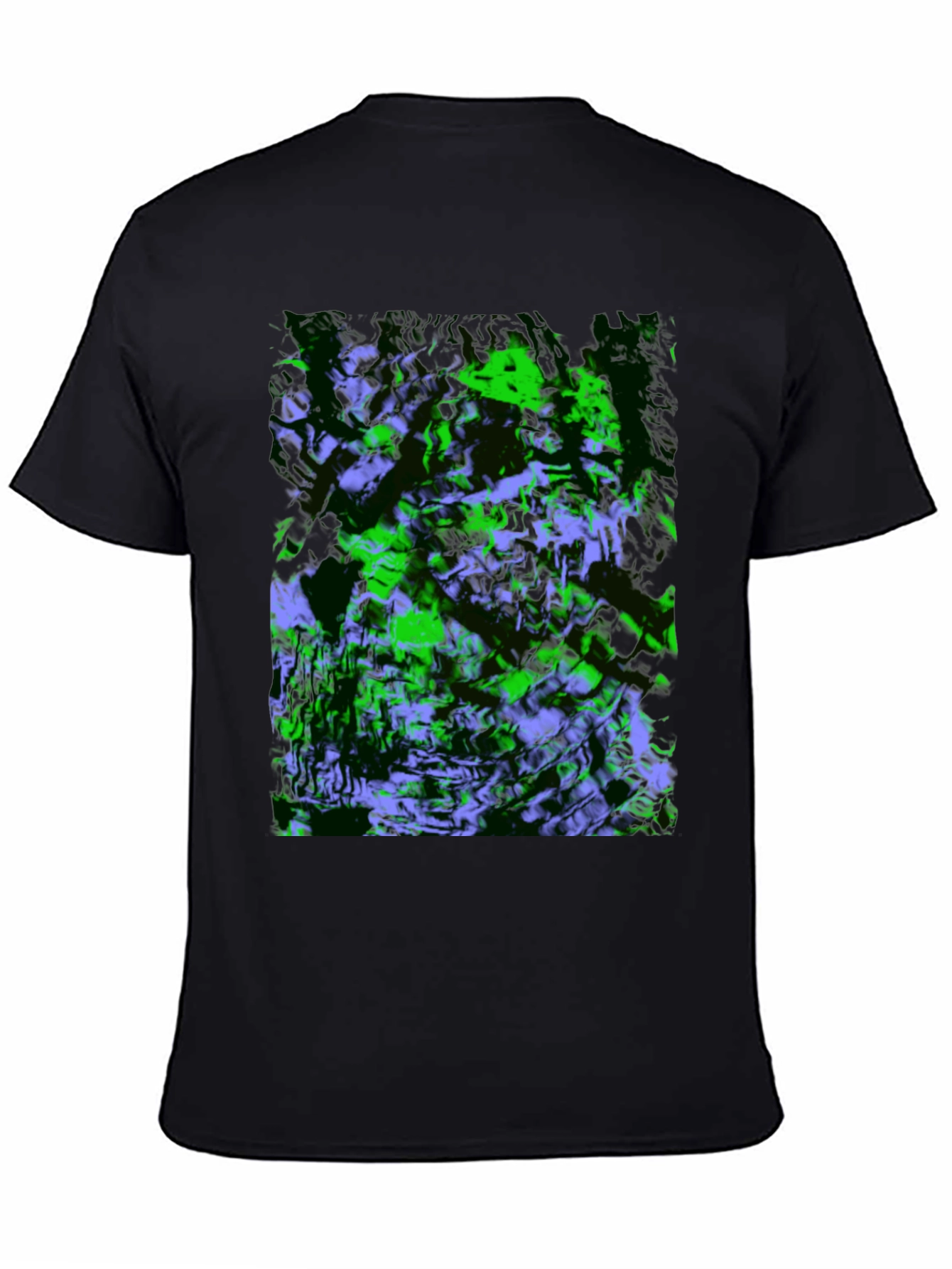 Abstract Green & Purple Graphic Black T-Shirt